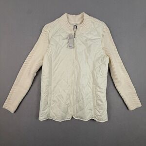 Craft & Barrow Jacket Women's Petite Medium Quilted Knit Zip Front Coatigan New